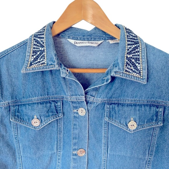 Draper's & Damon's Petite Small Embellished Zebra Vintage Denim Jacket Bling - Picture 8 of 12